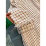 Pink White Plaid Tweed Fringe Duster Coat Jacket Women's 2XL Size undefined Photo 6