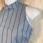 JOA LA Crop Top XS | Blue Pinstripe | Scalloped Edge | NWT | Cotton | MSRP $78 Photo 1