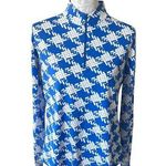 Ibkul Womens Blue Golf Top Long Sleeve Mesh Athletic Large Photo 0