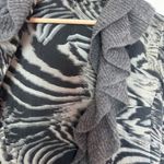 Alberto Makali gray animal print drapery ruffle cardigan sweater size M Photo 5