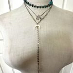 Silver tone blue beaded long multi strand necklace’s Photo 0