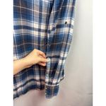 Women’s Jach’s Girlfriend Large Blue & White Plaid Flannel with Snap Buttons Photo 3