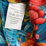 Vtg Dana Cote D'Azeur Silk Blouse Womens Size 40 Blue Floral Button Up France Photo 8