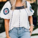 Cleobella  Navi ‎Hand Embroidered Floral Crochet Organic Cotton Blouse Top Photo 0