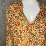 John robshaw for lucky floral pattern cotton tassel dress cottagecore long sleev Orange Photo 1