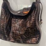Brighton  Patent Leather Brown Croc Print Tote Shoulder Bag Purse Photo 3