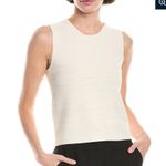 Jason Wu  Cream Textured Crew Neck Tank Top Shell Ribbed Trim Stretchy Size M Photo 0