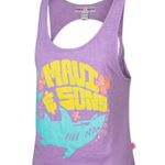 Maui & Sons Women's Summer Novelty Shark Twisted Open Racerback Tank Top S Purple Photo 0