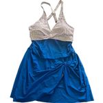 Blooming Jelly NWT-BLOOMING HELLY-BLUE AND WHITE SWIMDRESS-SIZE 3X Gorgeous swim dress, blue fine striped top with a gorgeous blue skirt, tummy control, padded top, adjustable straps, brand new with tags, please see pictures for measurements Photo 2