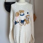 Vintage Together Wool Bear Embroidered Sweater, Size Large White Photo 0