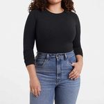 Nuuds Black Crewneck Long Sleeve Bodysuit Size Large Photo 0