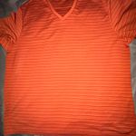 Perry Ellis  Burnt Orange Striped Short Sleeve Shirt Size XXL  Photo 0