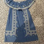 Joy Joy  Blue Midi Dress with Cream Embroidery Photo 0