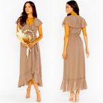 Show Me Your Mumu NWOT  Jess Ruffle Midi Dress in Dune Chiffon Medium Photo 1