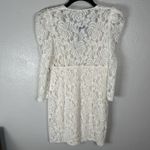 Free People  Ivory Lace Long Sleeve Vneck Mini Dress Size Small Bridal Graduation Photo 3