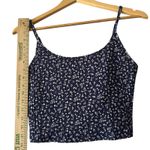 Old Navy  Floral Print Ribbed Crop Top Navy Blue Sleeveless Tank Top Casual‎ Photo 2
