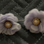 Floral Pearl Center Earrings Purple Flower Cute Dainty Studs‎ Jewelry Photo 0