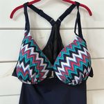 Swimsuits For All Zip Front Tankini Swim Top with Built in Bra 40DD NEW Blue Size undefined Photo 5