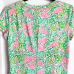 Lilly Pulitzer  Britton Flamingo Paisley Print Shirt Dress Pima Cotton Tropical S Photo 13