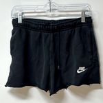 Nike Sportswear athletic shorts Jersey Women’s Small Black Raw Hem white swoosh Photo 0
