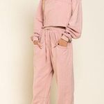 POL Boutique Pink French Terry Cropped Knit Sweater S Photo 0