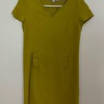 Boden Chartreuse Midi Dress Mustard Yellow Green Cap Sleeve Knee Length Size 4R Photo 0