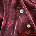 VTG L.L. Bean Cotton Blend oxblood velvet floral embossed long sleeve MAXI 12 Red Photo 7