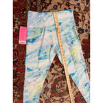 Betsey Johnson Nwt  Marble Print High Rise Leggings Blue Yellow Pastel Yoga Pants Photo 5