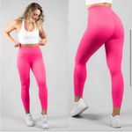 Buffbunny Collection BuffBunny Pink High Rise Airbrush Vibe Perforated Laser Cut 7/8 Leggings Photo 1
