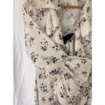 NNWM Woman Floral Ruffle Blouse Black Bow Tie Bell Sleeve Button Victorian M White Size M Photo 4