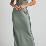 Morrisday The Label Dusty Green Satin Lace V Photo 0