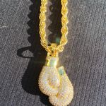 Gold Chain Rope Chain 24in 6mm And Icy Boxing Gloves Pendant Photo 0