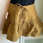 Free People  Postiano Skirt Olive Green Lace Up Tie Back Mini size 8 Photo 0