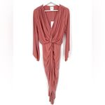 MISA Los Angeles NWT  Teget Twisted Maxi Dress Pink Long Sleeve‎ Plunge Small Photo 2