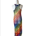NWOT MESH SHEER RAINBOWS MULTICOLORED SWIM COVERUP DRESS Green Size L Photo 2
