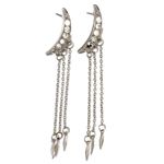 Sam Edelman New - White Jasper and Silver Moon Drop Post Dangle Chain Earrings Photo 3