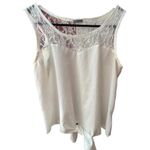 Charlotte Russe  Floral Crochet Lace Tie Bottom Sleeveless Blouse, L, White Photo 0
