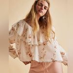 Free People Camilla Printed Blouse NWT Ivory strawberry boho Large Photo 0