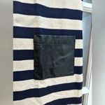 J.Crew  Navy & Cream Stripe Faux Leather Pockets Dress Short Sleeve Size XXS Photo 7