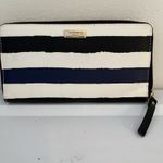 Kate Spade Zip Around Organizer Clutch Wallet Navy and Cream Stripe— Color Flaw Photo 0