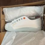 Superga NEW Happy Logo Womens White Sneakers. Colorful Embroidery Canvas 7.5 Photo 9