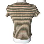 American Eagle Ribbed Striped Henley Button Front Short Sleeve T-shirt Photo 2