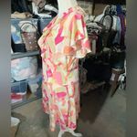 Danillo Boutique PINK FLORAL silky dress size 14 wave V Photo 1