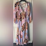Hutch Anthropologie  Bloom Wrap Midi Dress Size Large Open Lace Up Back colorful Photo 3