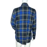 Sanctuary Boyfriend Shirt Blue Black Plaid Long Sleeve Chest Pockets Size Small Photo 3