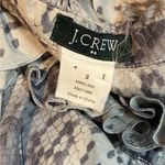 J.Crew  Womens Sleeveless Top Size 2 Gray Snakeskin Ruffle Neck Silk Button Up Photo 2