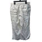 Crown & Ivy Beach White Linen Blend Elastic Waist Drawstring Crop Pants Size M Photo 2