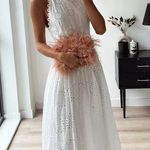 ZARA  maxi sun dress boho crochet belt lace halter flowy summer vacation Photo 3