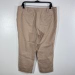 Talbots  Women's 16 Stretch Cotton Pinstripe Cropped Pants Beige Tan Straight Leg Photo 2