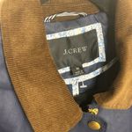 J. Crew Navy Coated Utility Chore Jacket with Brown Collar Blue Size M Photo 2